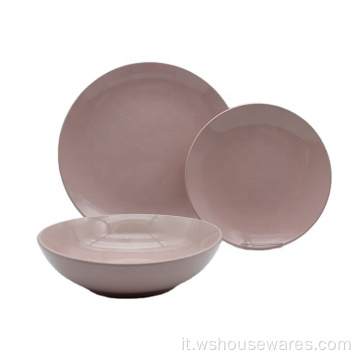 Dink ceramica per la cena a piatto rosa all&#39;ingrosso